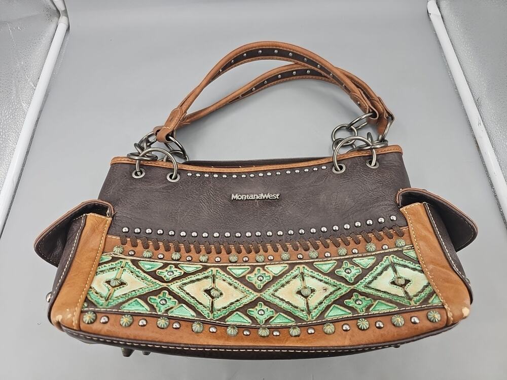 Montana West Black Western Shoulder Bag Turquoise Studded Concealed Carry